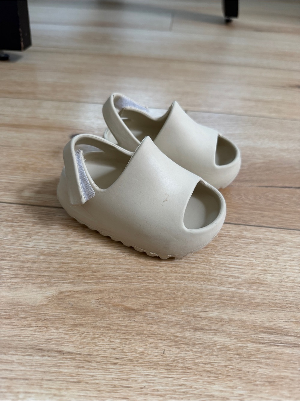 Kids Beige Open-Toe Slip-On Sandals